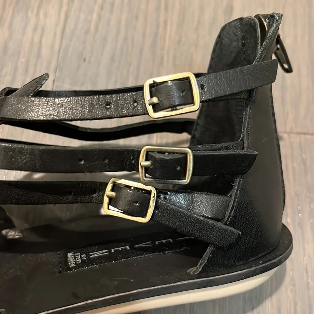 Steven by Steve Madden Staxxs Black Leather Gladiator Sandals 6.5 - Picture 7 of 10